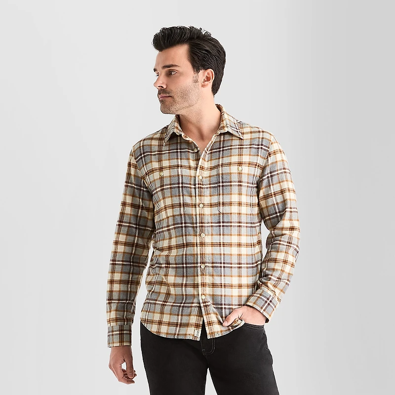 mutual weave Mens Long Sleeve Regular Fit Flannel Shirt