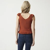 JS Jessica Simpson Womens V Neck Sleeveless Cable Knit Pullover Sweater