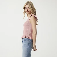 JS Jessica Simpson Womens V Neck Sleeveless Cable Knit Pullover Sweater