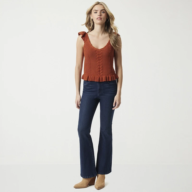 JS Jessica Simpson Womens V Neck Sleeveless Cable Knit Pullover Sweater