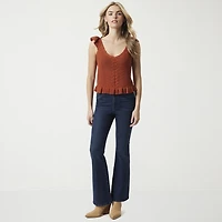 JS Jessica Simpson Womens V Neck Sleeveless Cable Knit Pullover Sweater