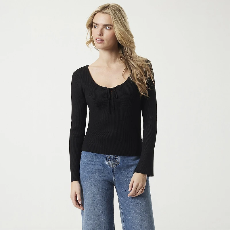 JS Jessica Simpson Womens Round Neck Long Sleeve Pullover Sweater
