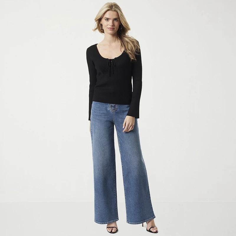 JS Jessica Simpson Womens Round Neck Long Sleeve Pullover Sweater