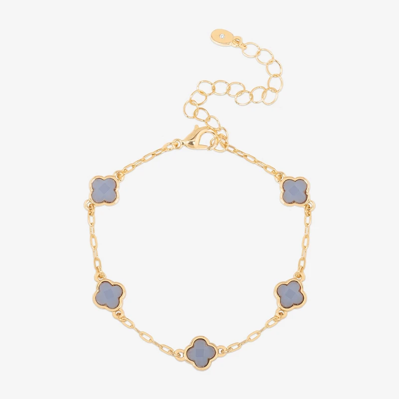 Bijoux Bar Delicates Womens 7.5 Inch Solid Link Clover Chain Bracelet