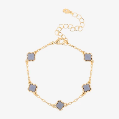 Bijoux Bar Delicates Womens 7.5 Inch Solid Link Clover Chain Bracelet