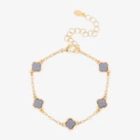 Bijoux Bar Delicates Womens 7.5 Inch Solid Link Clover Chain Bracelet