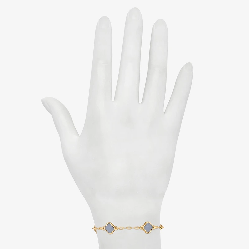Bijoux Bar Delicates Womens 7.5 Inch Solid Link Clover Chain Bracelet