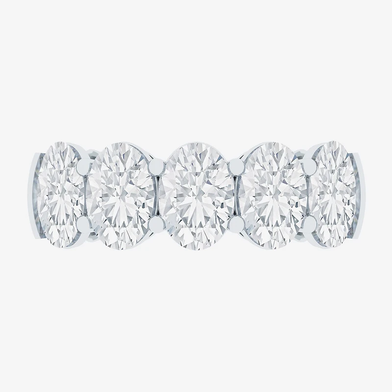 (F / Vs2) Womens 23.MM 4 CT. T.W. Lab Grown White Diamond 10K Gold Oval 5-Stone Wedding Band