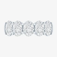 (F / Vs2) Womens 23.MM 4 CT. T.W. Lab Grown White Diamond 10K Gold Oval 5-Stone Wedding Band