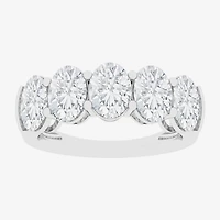 (F / Vs2) Womens 23.MM 4 CT. T.W. Lab Grown White Diamond 10K Gold Oval 5-Stone Wedding Band