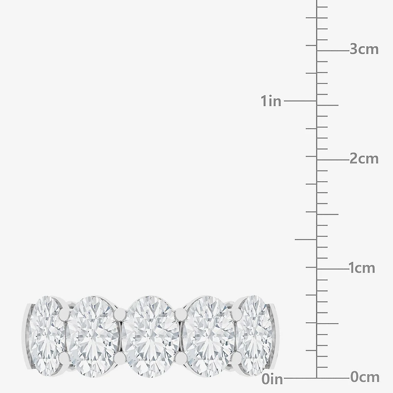 (F / Vs2) Womens 23.MM 4 CT. T.W. Lab Grown White Diamond 10K Gold Oval 5-Stone Wedding Band