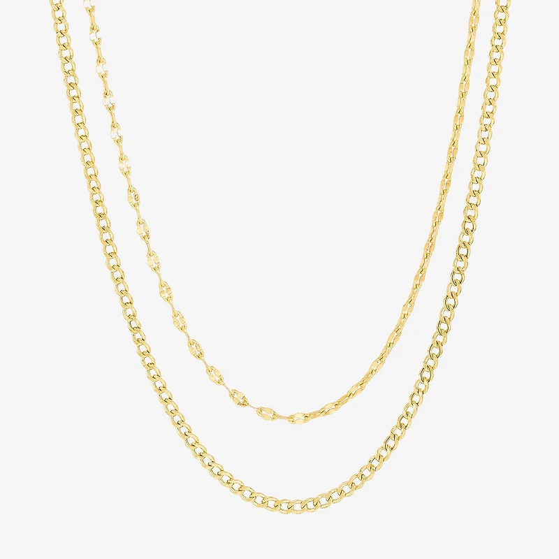 Bonded Brilliance Womens 14K Gold Over Silver 19 Inch Chain Necklace