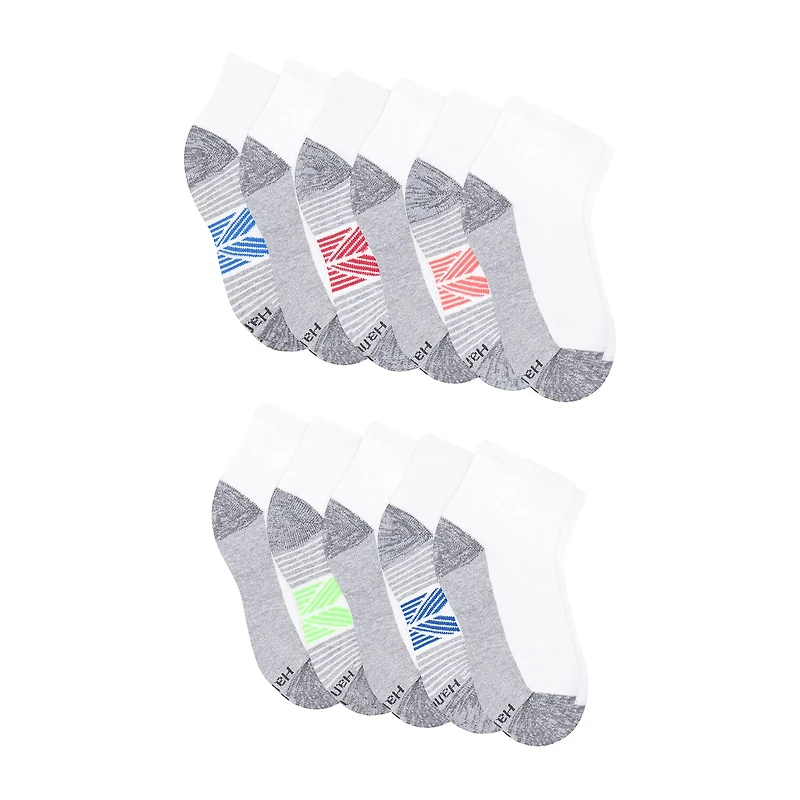 Hanes Little & Big Kid Boys Breathable 10+1 Bonus Pairs Quarter Ankle Socks