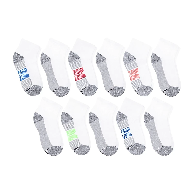 Hanes Little & Big Kid Boys Breathable 10+1 Bonus Pairs Quarter Ankle Socks