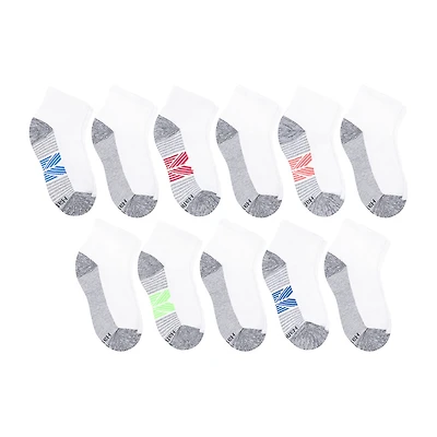 Hanes Little & Big Kid Boys Breathable 10+1 Bonus Pairs Quarter Ankle Socks
