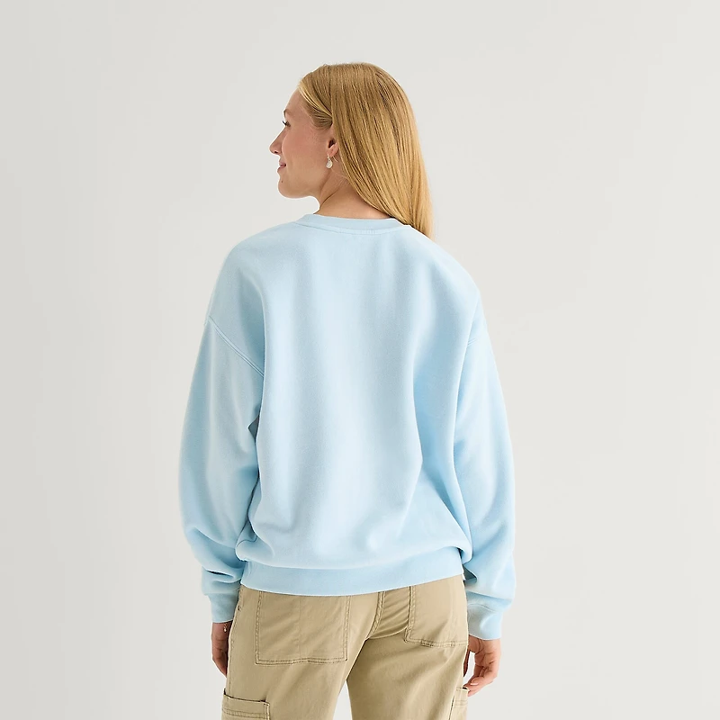New World College League Womens Juniors Crew Neck Long Sleeve Sweatshirt