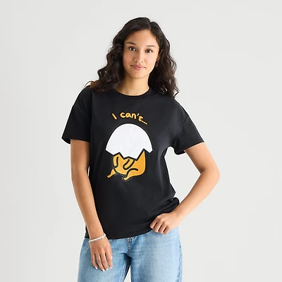 Gudetama Boyfriend Tee Womens Juniors Crew Neck Short Sleeve Loose Fit Graphic T-Shirt