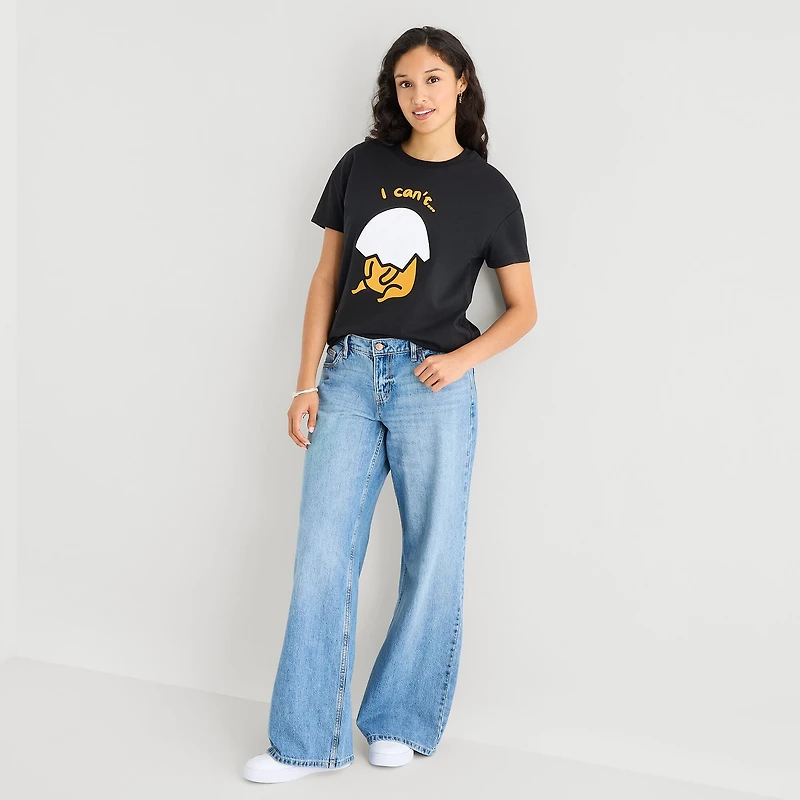 Gudetama Boyfriend Tee Womens Juniors Crew Neck Short Sleeve Loose Fit Graphic T-Shirt