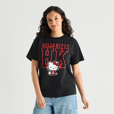 Hello Kitty Boyfriend Tee Womens Juniors Crew Neck Short Sleeve Loose Fit Graphic T-Shirt