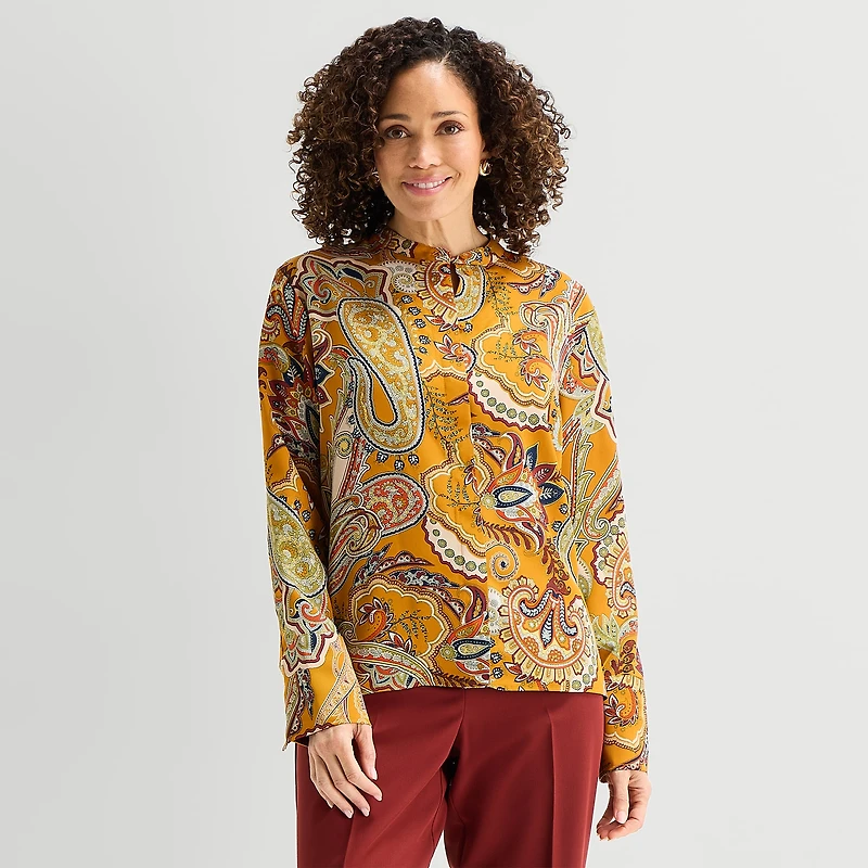 Liz Claiborne Womens Tall Fitted Long Sleeve Regular Fit Button-Down Shirt