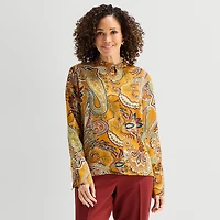 Liz Claiborne Womens Tall Fitted Long Sleeve Regular Fit Button-Down Shirt