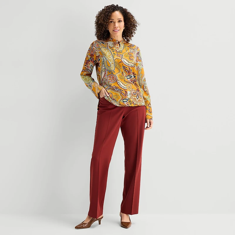 Liz Claiborne Womens Tall Cuffed Long Sleeve Regular Fit Button-Down Shirt