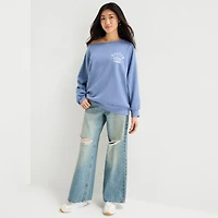 Arizona Womens Juniors Asymmetrical Neck Long Sleeve Sweatshirt