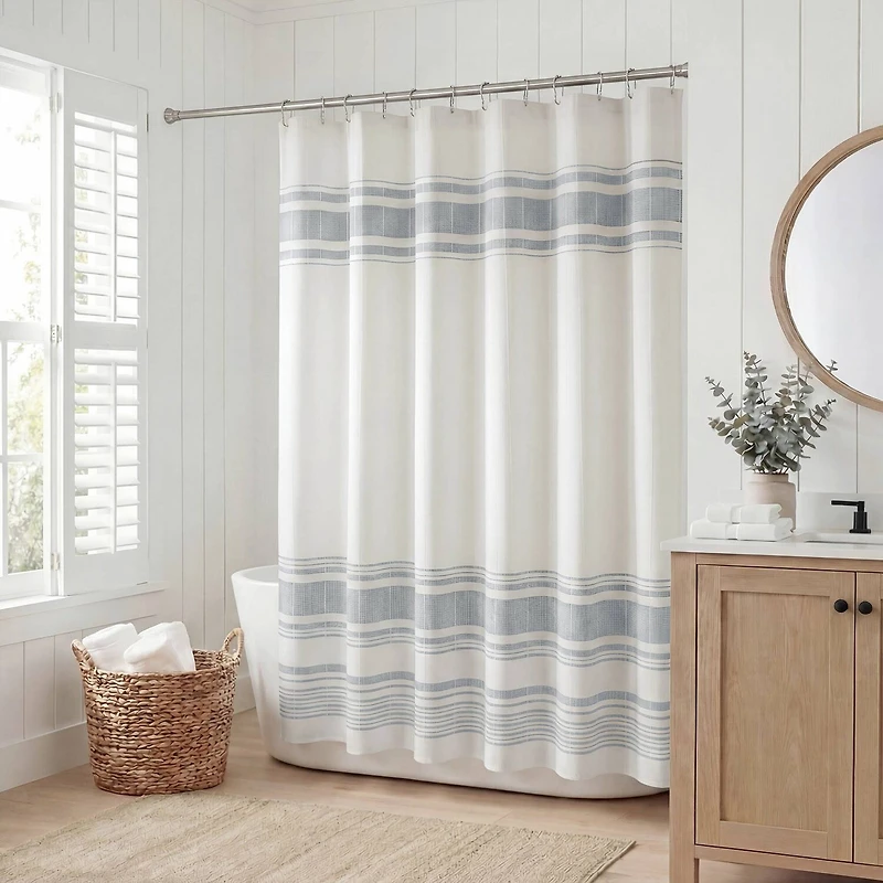 Harbor House Morgan Textured Yarn-Dyed Stripe Shower Curtain