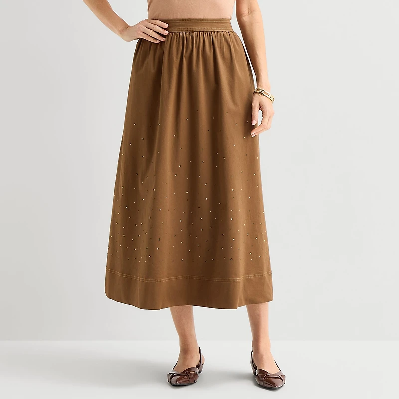Liz Claiborne Studded Womens Midi Flared Skirt