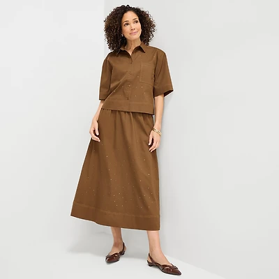 Liz Claiborne Studded Womens Midi Flared Skirt