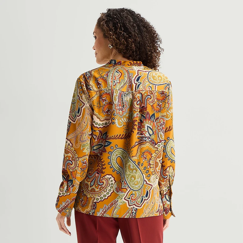 Liz Claiborne Womens Cuffed Long Sleeve Regular Fit Button-Down Shirt