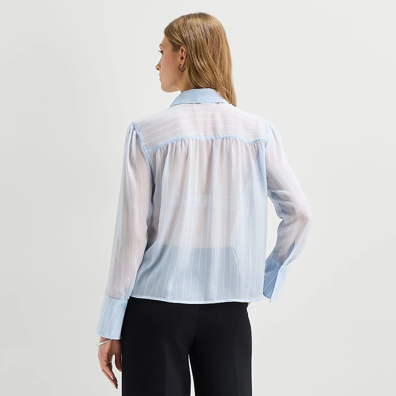 a.n.a Sheer Womens Long Sleeve Blouse