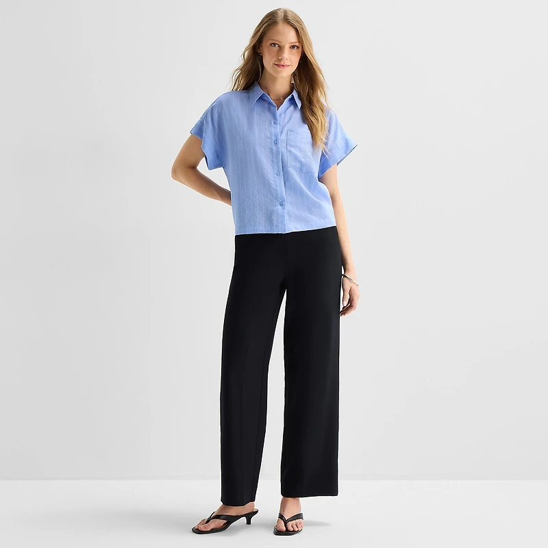 a.n.a Womens Short Sleeve Camp Shirt
