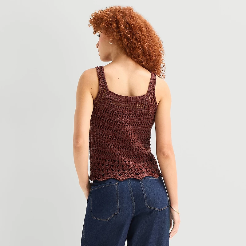 a.n.a Womens Square Neck Sleeveless Striped Pullover Sweater