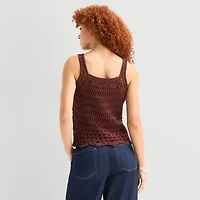 a.n.a Womens Square Neck Sleeveless Striped Pullover Sweater