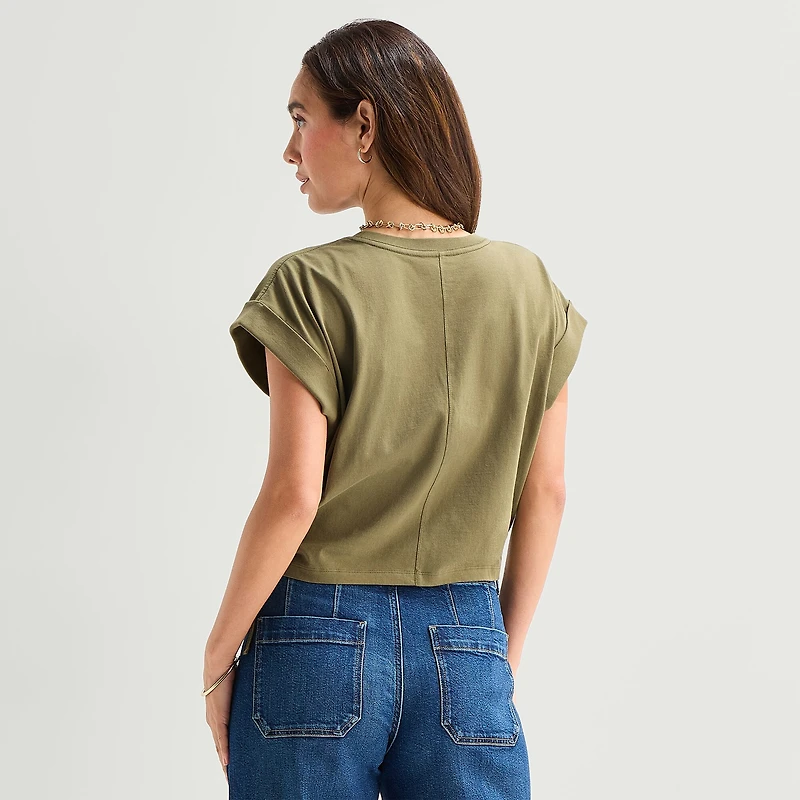 a.n.a Side Cinch Womens Crew Neck Short Sleeve T-Shirt