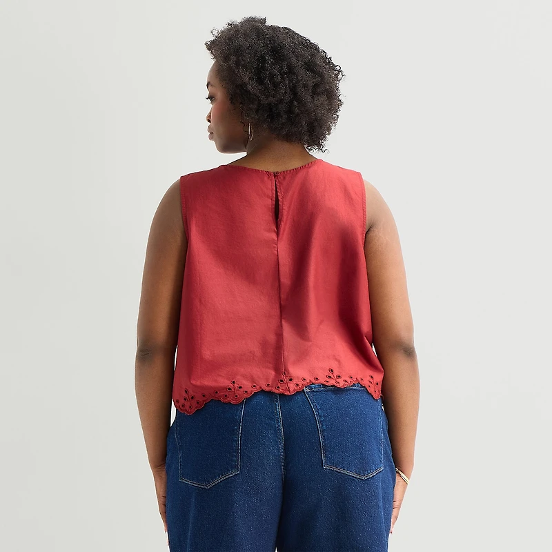 A.N.A Womens Plus Round Neck Sleeveless Blouse