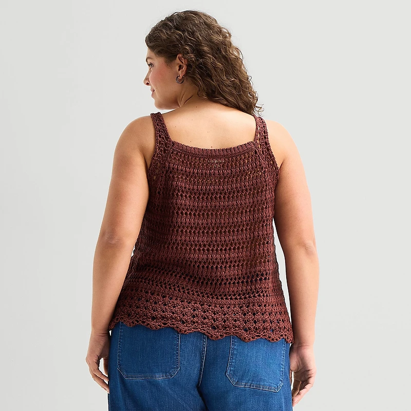 a.n.a Plus Womens Square Neck Sleeveless Pullover Sweater