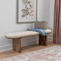 Linon Orville Pillar Beige Wood Bench
