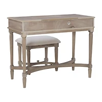 Linon Cyndi Gray Wash Mirrored Vanity Set