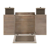 Linon Cyndi Gray Wash Mirrored Vanity Set
