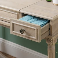 Linon Cyndi Gray Wash Mirrored Vanity Set