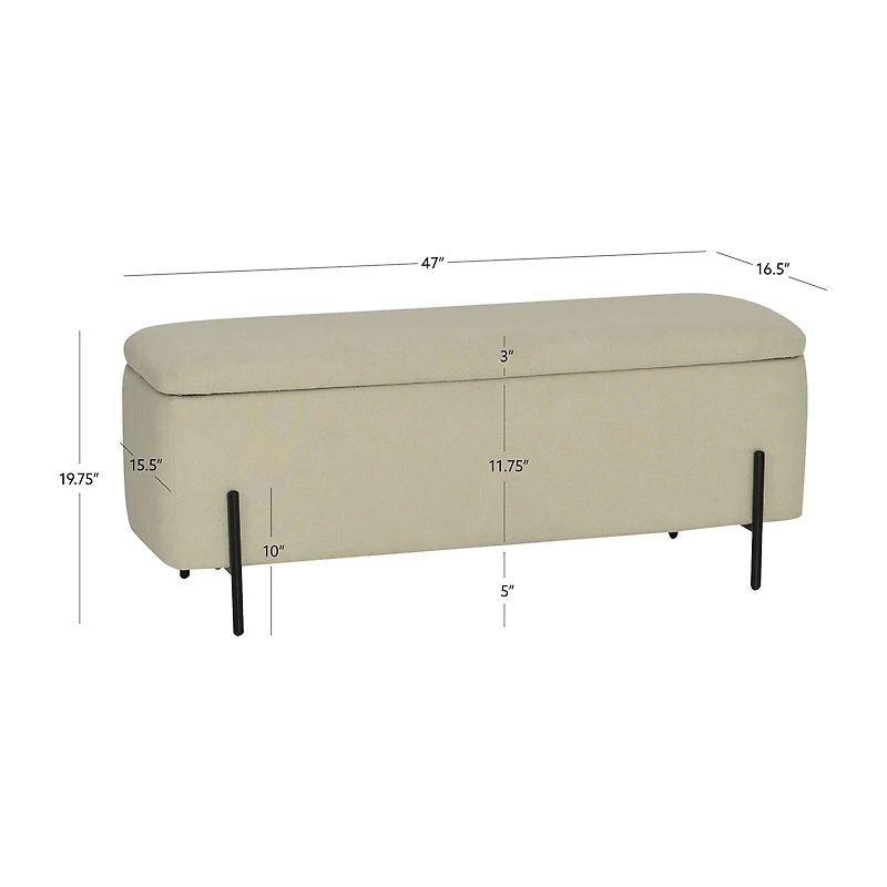 Linon Maclaren Upholstered Flip Top Storage Bench
