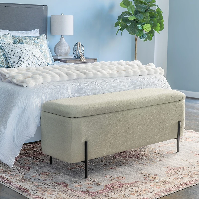 Linon Maclaren Upholstered Flip Top Storage Bench