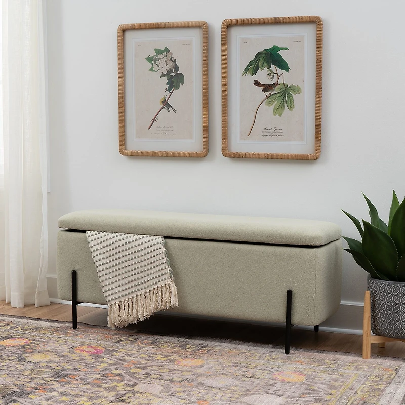 Linon Maclaren Upholstered Flip Top Storage Bench