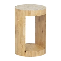 Linon Pensfold Beige Capiz and Wood Side Table