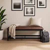 Linon Abrielle Brown Pillow Top Bench