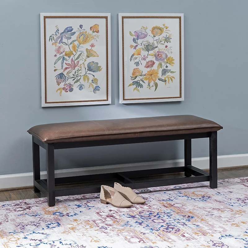 Linon Abrielle Brown Pillow Top Bench