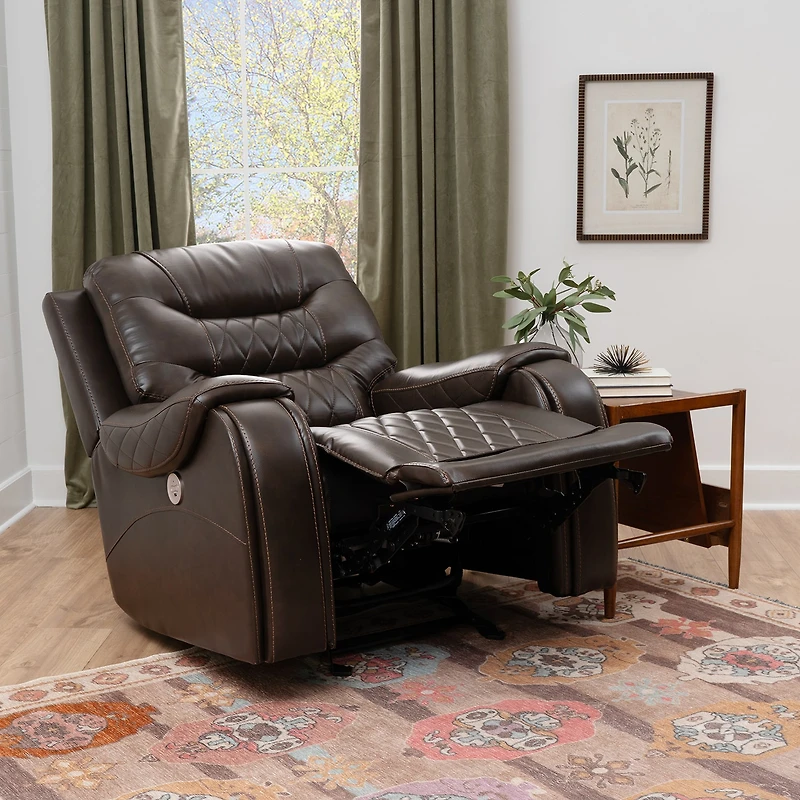 Linon Barrett Brown Power Reclining Rocking Chair