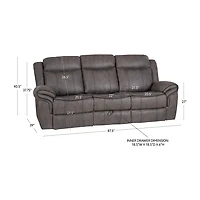 Linon Gideon Stone Grey Manual Reclining Sofa